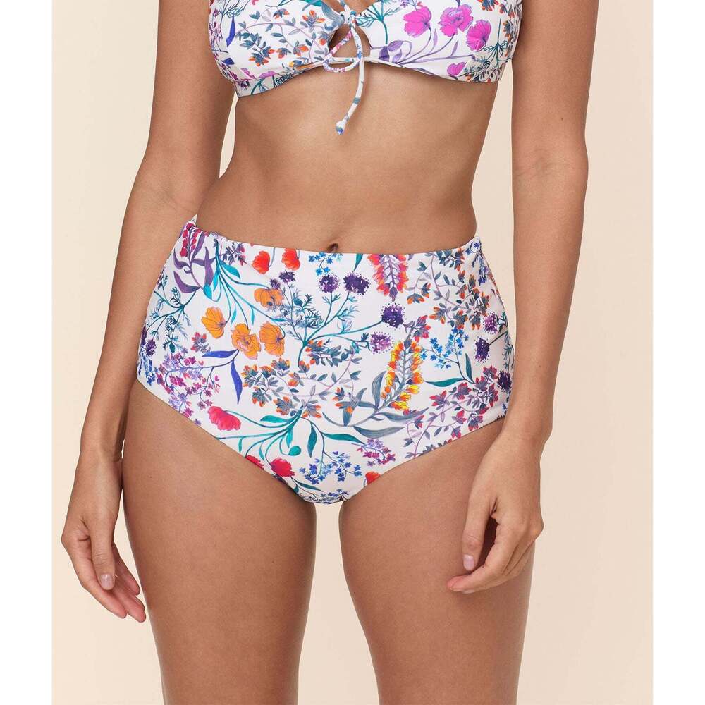 NWT Andie “Super High Waist Bikini Bottom” Eco Nylon Botanical Floral Size M